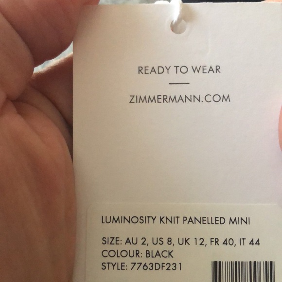 ZIMMERMANN LUMINOSITY KNIT PANELLED MINI DRESS BLACK Size 2, US 8. … - Picture 9 of 14
